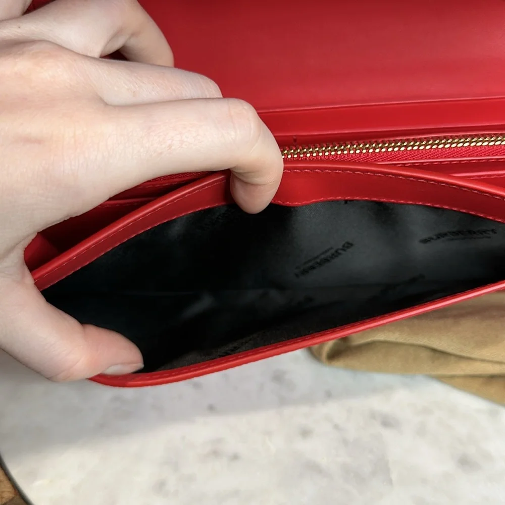 Burberry Logo Embossed Leather Crossbody Wallet